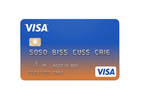 Visa Kartenlogo in Blau-Orange-Gradient auf transparentem Hintergrund