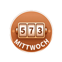 Mittwoch-Turnier-Badge mit Slot-Rollen-Symbol in orange-goldenem Glanz