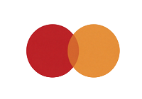 Mastercard Logo mit &uuml;berlappenden Kreisen in Rot und Orange auf transparentem Hintergrund